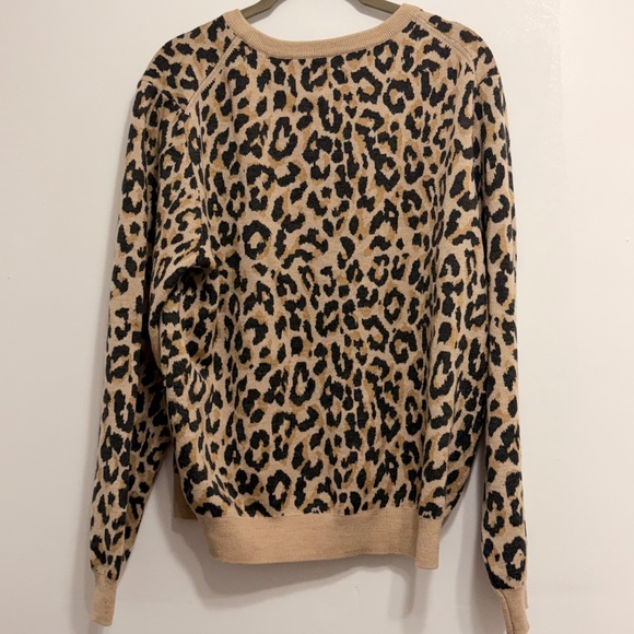J.CREW Leopard Print Merino Wool Crewneck Sweater Women’s XL - Picture 3 of 5